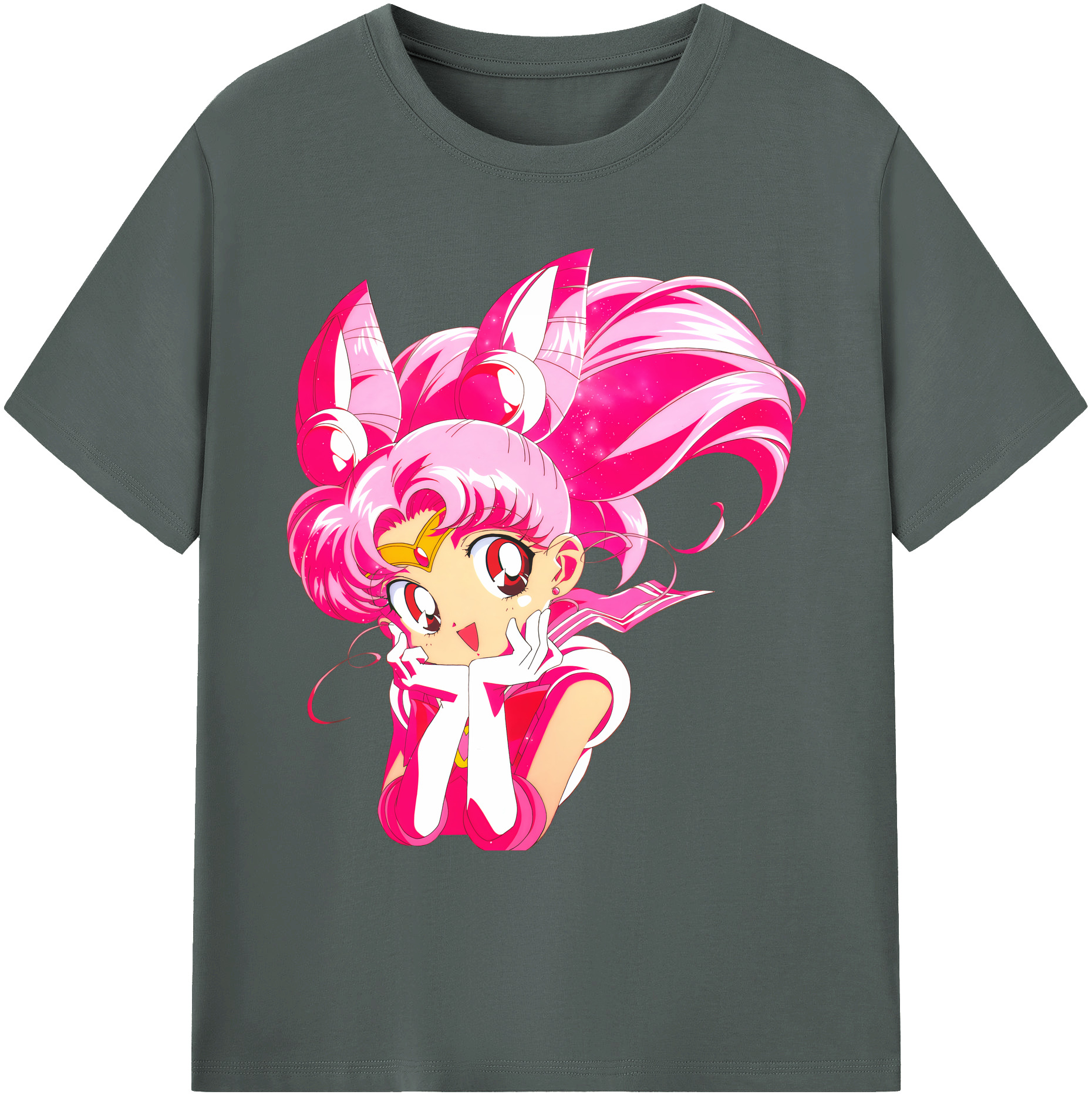 （画像用） 美少女戦士セーラームーン ちびうさ Sailor Moon Chibiusa Tsukino Usagi Small Lady Serenity 綿100％ メンズ半袖Tシャツ｜肌触りやわらか＆通気性